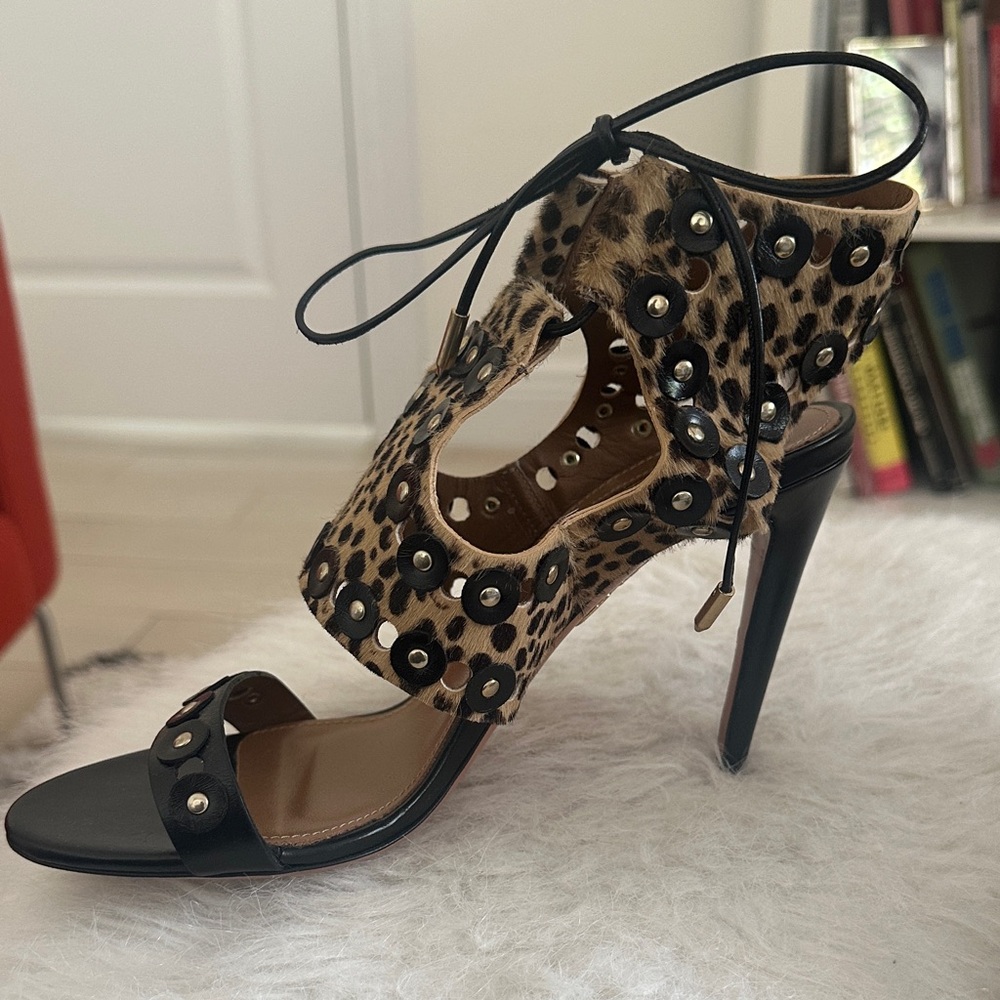 Aquazurra Leopard Print High Heel Sandals
